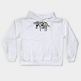 Graffiti of a cow in army pattern skin Kids Hoodie